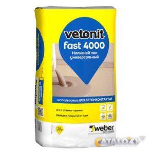 Наливной пол Weber.Vetonit FAST 4000 универсальный 20 кг