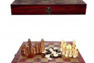 Игра настольная 3в1: шахматы, шашки, нарды, 34x4 см, дерево, 3 варианта